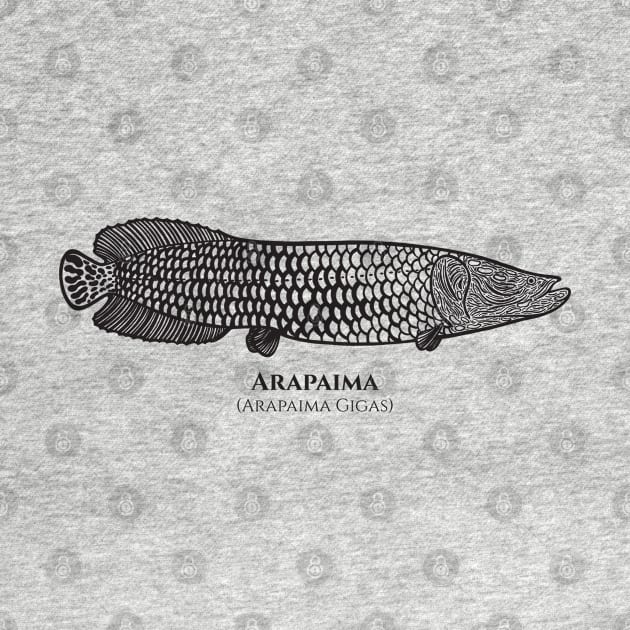 Arapaima with Common and Scientific Names - detailed fish design by Green Paladin